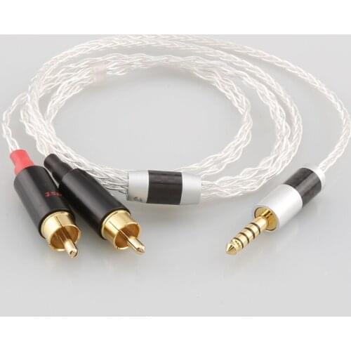 HIFI 8 cores pure silver plated 4.4mm 3.5mm to 2rca jack aux audio cable Headphone amp connecting line interfaz de audio