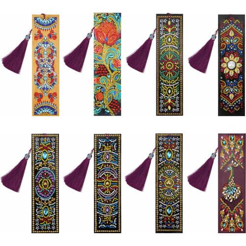 HUACAN 5D Special Shaped Diamond Painting Bookmark Diamond Art Embroidery Cross Stitch Leather Tassel Book Marks Gift