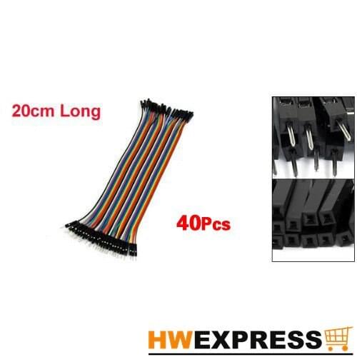 HWEXPRESS Hot Sale! 40 Pcs Colorful 1 Pin Male to Female Jumper Cable Wires 20cm Long