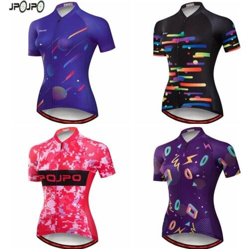 JPOJPO Cycling Jersey Women pro team MTB Bicycle Clothing Maillot Ciclismo Summer Short Sleeve Bike Jersey Cycle Purple Pink