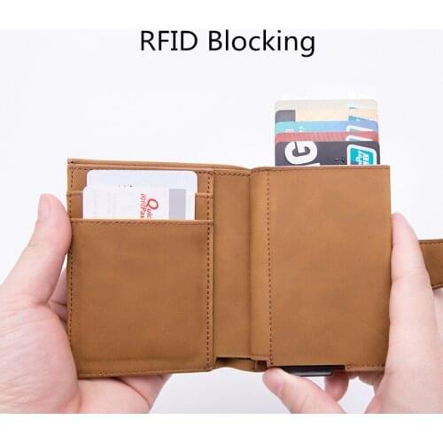 2019 New Business Credit Card Holder Wallet Unisex Metal Blocking RFID Wallet ID Card Case Fashion PU Leather Travel Purse