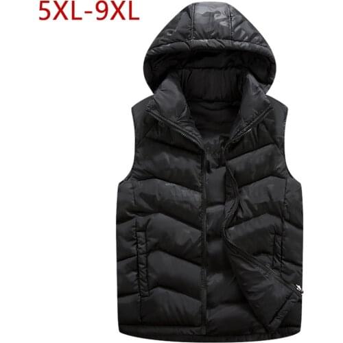 Plus Size Baggy Thick Cotton Sleeveless Jacket Outerwear Windbreaker 4 Colors Winter Autumn Male Vest Hooded Waistcoat For Men