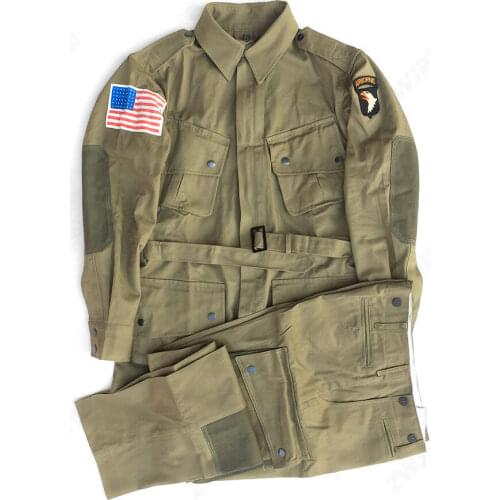 MENS US CLASSIC WW2 US ARMY 101ST AIRBORNE M42 PARATROOPER UNIFORM JACKET TROUSERS Soldier Military War Reenactments