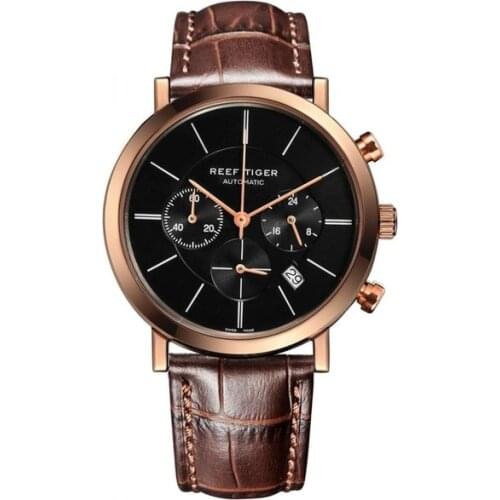 Reef Tiger Seattle Serier RGA162 Men Multifunction Dial Business Waterproof Chronograph Fashion Quartz Wrist Watch