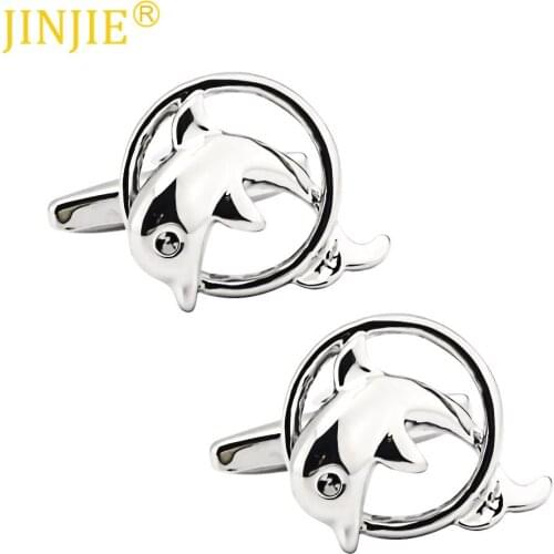 Mens Cuff Links Copper Smile Dolphin CUFFLINKS for Shirt Love Animal High Quality Cufflinks for Men Jewelry Boyfriend