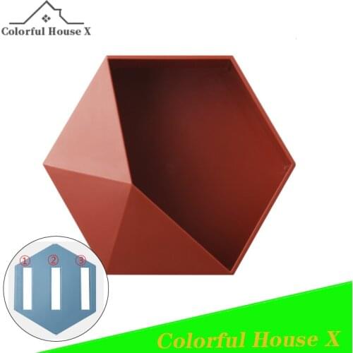 Bathroom Wall Shelf Geometry Free Punching Bedroom Vanity Toilet Accessories Wall Decoration Six Sides Large Capacity Storage