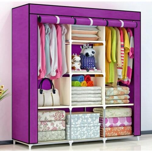 Simple Wardrobe Storage Cabinet DIY Non-woven Folding Portable Storage Furniture Wardrobe Cabinet Bedroom Furniture Wardrobe