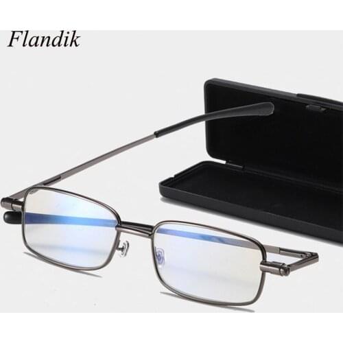 Anti -blue Ray Reading Glasses Unisex Ultralight Foldable Metal Frame Reading Glasses With Case Prescripition Presbyopia Glasses