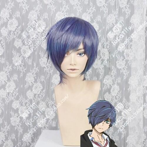 Anime Sarazanmai Toi Kuji Light Purple Mixed Blue Short Synthetic Hair Cosplay Costume Wigs + Wig Cap