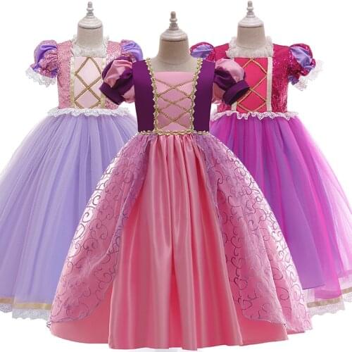 Baby Girl Princess Dress Halloween Party Cosplay Costume Children Sequins Christmas Pink Sophia Rapunzel Princess Dress