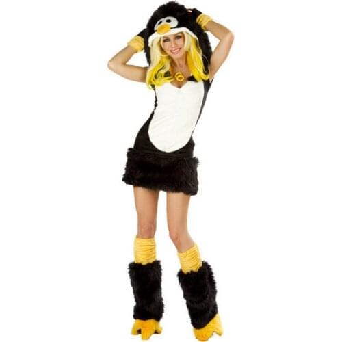 Lovely adult halloween animal cosplay costume deluxe black penguin costumes for women M4741