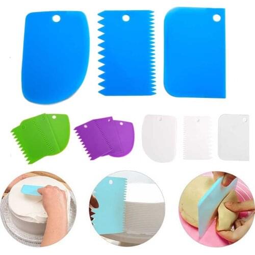 3Pcs/set Dough Cake Scraper Plastic Cake Model Blade Bread Making Slicer Spatula Cutters Scraper Kitchen Baking Pastry Spatulas