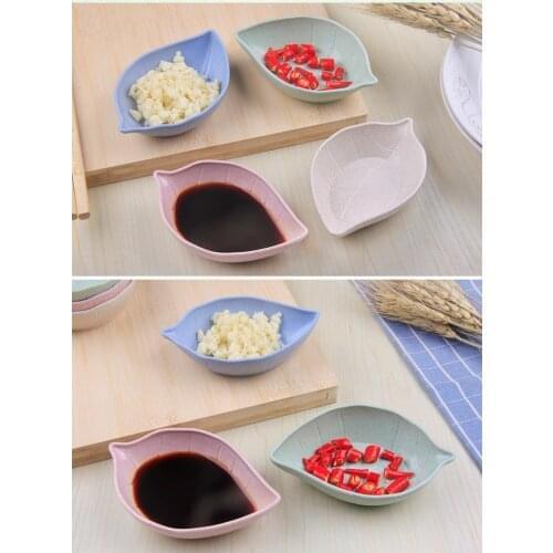 Wheat Straw Sauce Dishes Mini Heart shape Seasoning Dish Sushi Soy Dipping Bowl Serving Saucers Dishes Tea Bag Holder