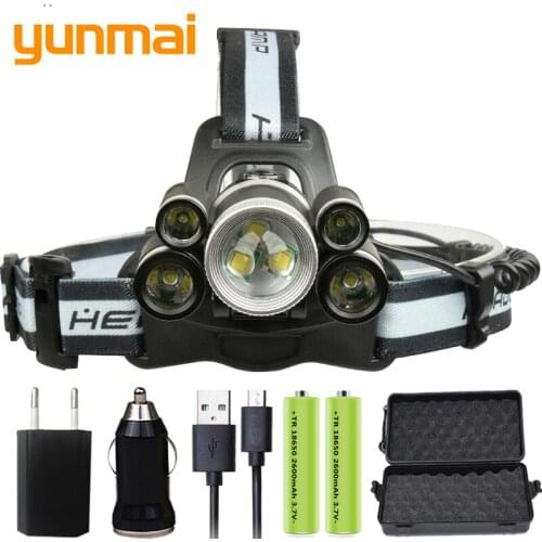 LED Headlamp 8000 Lumen 5* T6 & 2* XPE Head Flashlight Lamp Torch Zoomable Lanterna 5 Model Headlight for Camping Bulbs Litwod
