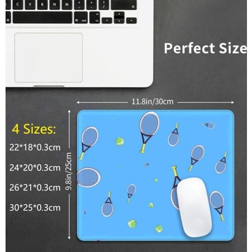 Tennis Ball And Racquet Sporty Pattern Mouse Pad DIY Print Tennis Ball Tennis Racquet Tennis Sports