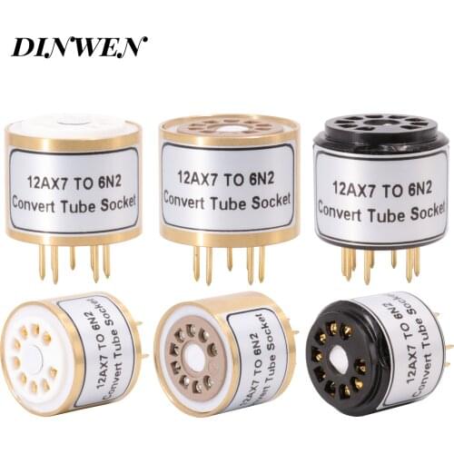 Tube Socket Converter 12AU7 ECC82 ECC83 12AX7 to 6N2 6N1 6N6 ECC88 6922 Socket Adapter Ceramic Bolton Bakelite Gold Plated Pin