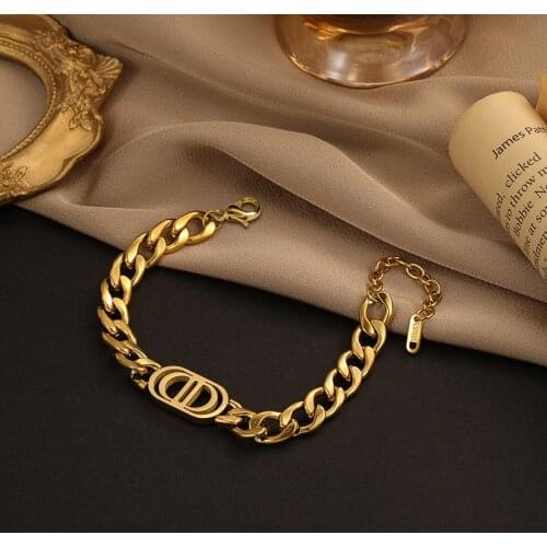 Street shooting hip-hop trend thickening bracelet hollow letters stainless steel fashion exaggerated bracelet couple bracelet