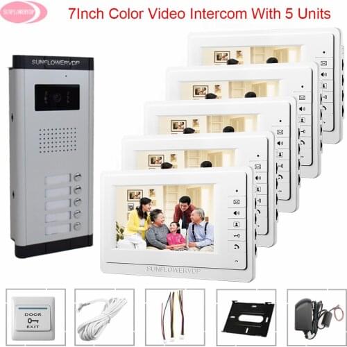 Video Intercom For a Private House 2-6 Apartments Intercom Video Intercoms 7inch Color Video Call With Monitor for Door The Bell
