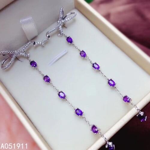 KJJEAXCMY fine jewelry Amethyst 925 sterling silver new women earrings long paragraph popular