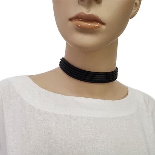 YD&YDBZ New Colorful Multi-layer Soft Leather Rubber Short Jewelry Necklaces Women Simple Punk Style Trinket Necklace Choker