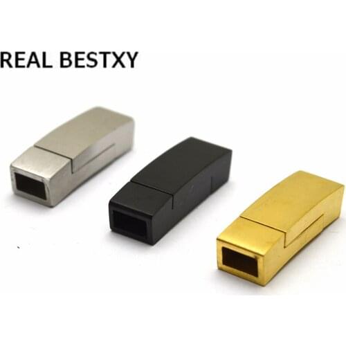 10pcs/lot custom logo hole:5.5*3.2mm Stainless Steel Magnetic Clasps for Leather Cord Bracelet Connectors End Caps For Jewelry