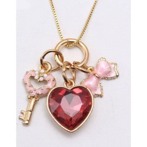 2020 Enamel Box Chain Children Necklace Sweet Heart Key Rainbow Sunflower Pendant Chain Necklace