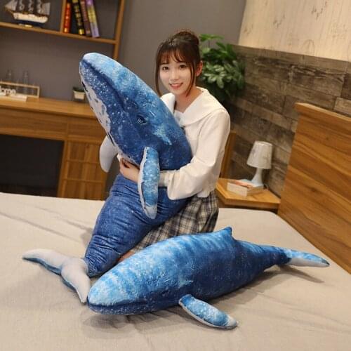 55/70cm Lovely Blue Whale Plush Toys Cute Animals Big Shark Doll Soft Stuffed Toy Fish Children Girls Xmas Gift Dropshipping