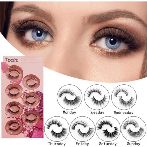 7 Pairs Natural False Eyelashes Easy-removing Reusable Extension Silk Eyelashes Faux Mink Hair Eye Lash Makeup Tools