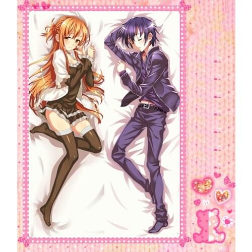 Anime Cartoon Sword Art Online Double Bolster Hugging Pillow Case Pillow Cover Pillowcase Peach Skin 2 Way No.7059