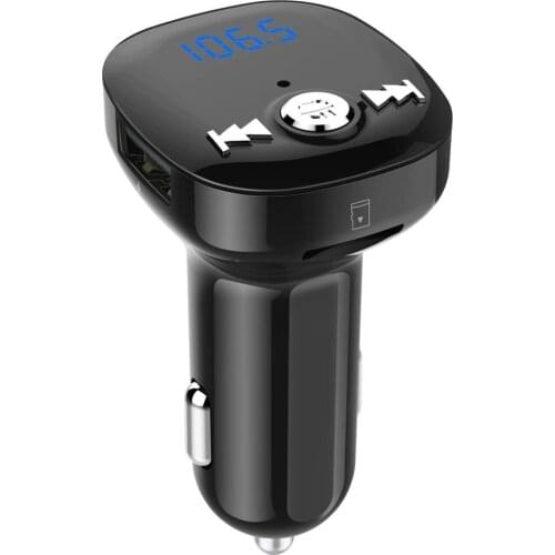 Handsfree Bluetooth 4.2 FM Transmitter Modulator Car Charger 3.1A Dual USB Adapter Car MP3 Player Wireless Audio Receiver Black