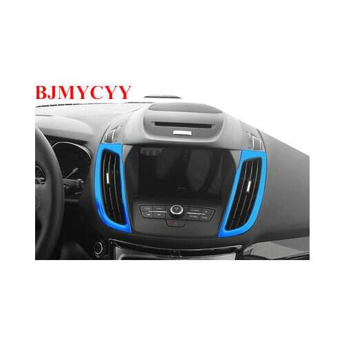 BJMYCYY 2PCS Car central air-conditioning outlet stainless steel decorative boxes on both sides for ford escape kuga 2015-2017