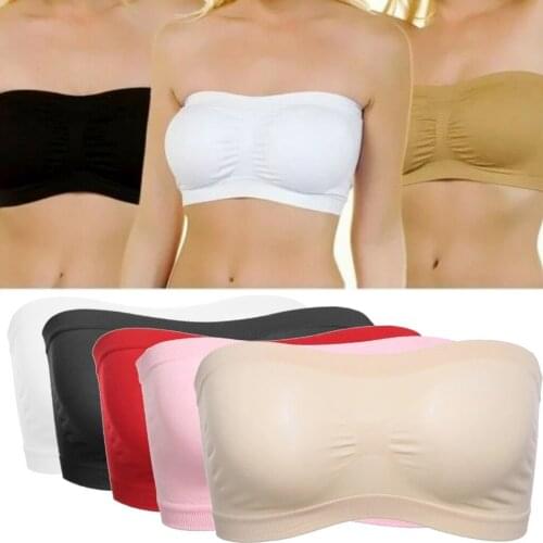 Stretch Breathable Mesh Tube Bra Strapless Crop Tops Women Ladies Sexy Bralette Bra Bandeau Boob Underwear Seamless Non-Slip