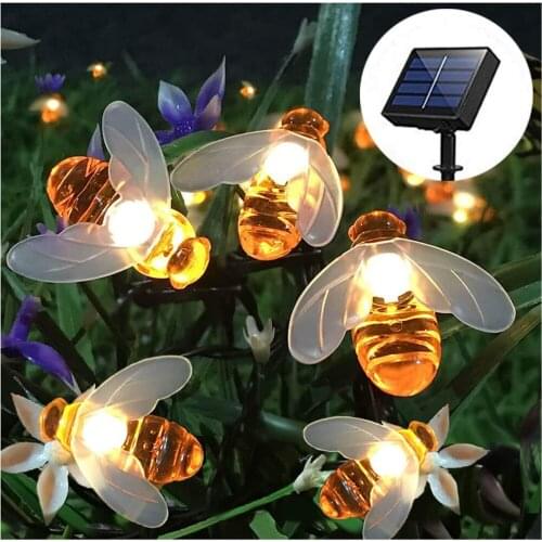 Honeybee Decorative String Light 20 50 LED Solar Bee Fairy Lights for Wedding Party Festival Indoor Outdoor Fence Garland Lights