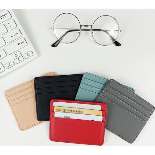 5 Color Card Holder Mens Business Pocket Slim Thin ID Card Credit Card Wallet Card Faux Leather Mens Business Card Holder