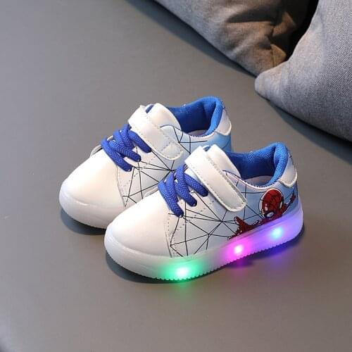 Spiderman kids Shoes Autumn Winter Cartoon Lights Boys Girls' Shoes Soft-Soled Luminous Shoes Children Baby Toddler LED Sneakers