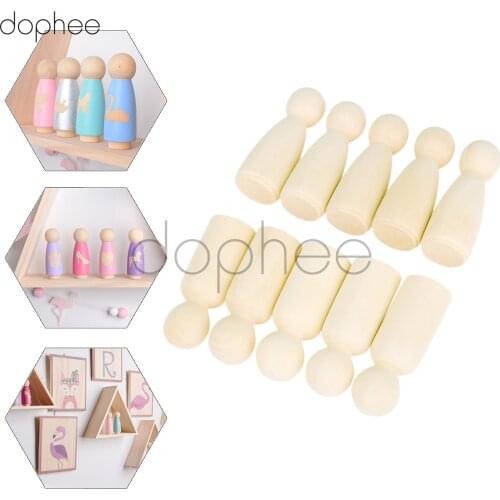 Dophee 50pcs 65mm Men Women Wooden Peg Dolls Unpainted Figures Wedding Cake Family Hard Wood Dolls Kids Printed DIY Toys