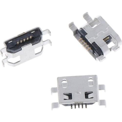 10pcs 5 Pins Mini USB Jack Connectors Micro USB Type B Female Connector Charging Socket Four Feet Plug Connectors 0.8*0.6mm