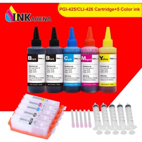INKARENA PGI-425 CLI-426 Printer Ink + 500ml Bottle Ink Refill Kit For Canon PIXM MG6240 MG8140 MG8240 MX714 MX884 MX894 Printer