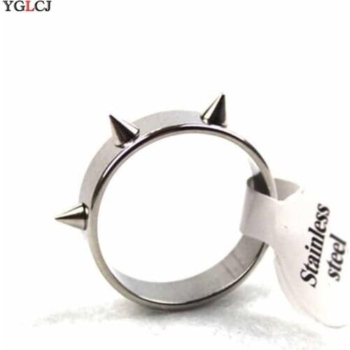 1 Punk Style Stainless Steel Couple Ring Spiked Rivet Cone Ring Anti-Wolf Ring WomenS Fashion Party Jewelry