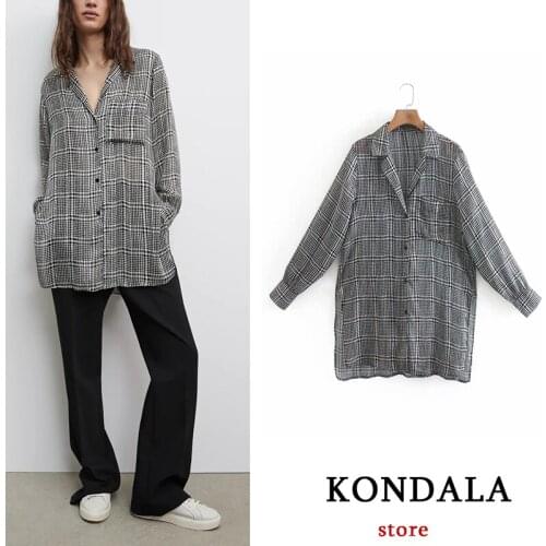 KONDALA Women's Plaid Shirts