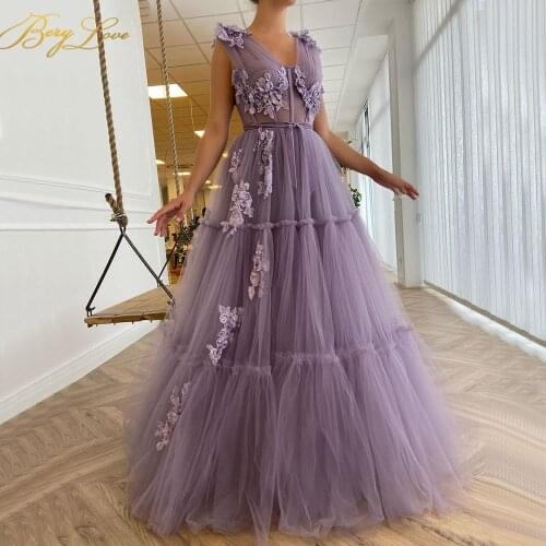 A line Purple V neck Prom Dresses Flower Print Transparent Party Dress High Waist Ball Gown Evening Dresses Plus Size Vestidos