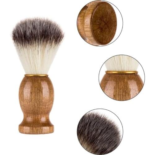 Mens Shaving Brush With Wooden Handle Soft Nylon Hair Face Cleaning Makeup Beard Cleaner Luxury Professional Barber Salon Tool