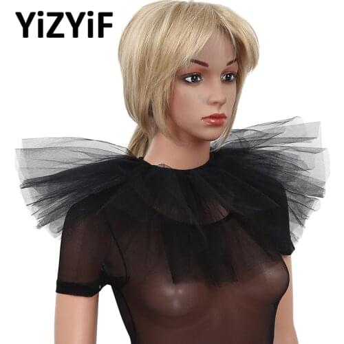 Fake Collar Women Detachable collar Vintage Retro Ruffled Neck Collar Clown Mesh Choker Photography Props Halloween Costumes