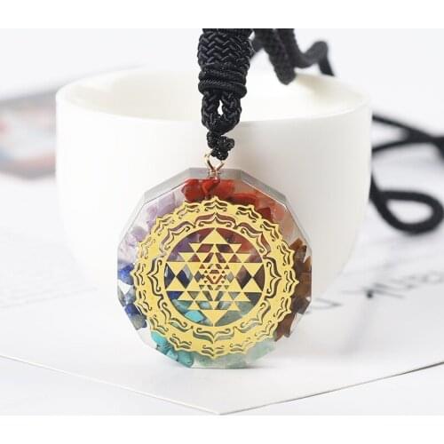 Natural Chakra Ogon Energy Pendant Retro Reiki Heal Colorful Stone Necklace Clockpendulum Amulet Ogon Crystal Necklace
