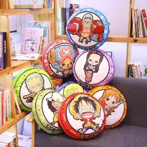 One Piece Anime Manga Peripheral Round Double Sided Cute Cartoon Office Lunch Break Sofa Cushion Stuffed Plush Pillow Doll Toys
