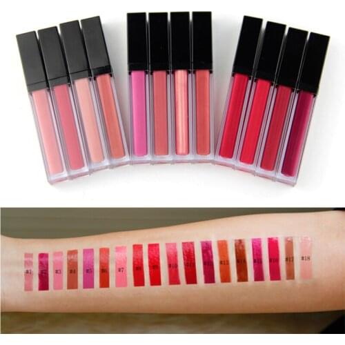 Wholesale 17 Colors Moisturizing Liquid Lipstick Long Lasting Non-stick Cup Smooth Matte Lip Gloss Lip Glaze With Private Label