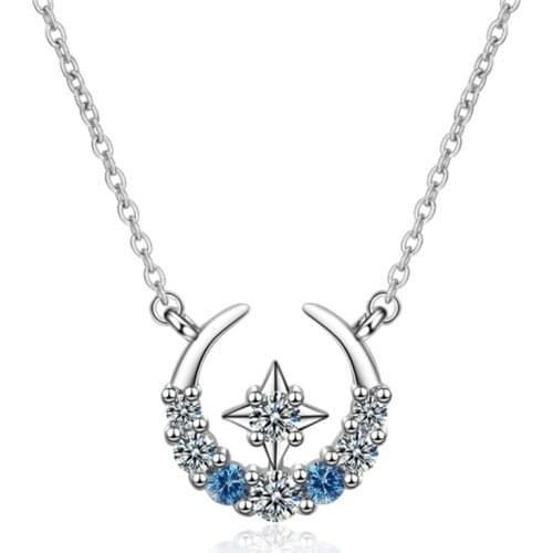 Design sense tassel simple personality wild crystal stars moon water drops short paragraph silver plated necklaces SE028