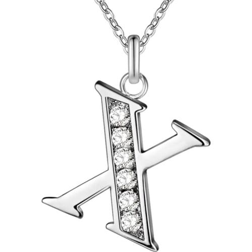 Letter X bling zircon silver plated Necklace New Sale silver necklaces & pendants /KALEQVMZ ETHWZMCN
