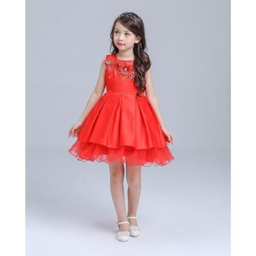 Explosion models autumn and winter kindergarten graduation dress long sleeves big red childrens costumes girls wedding princess