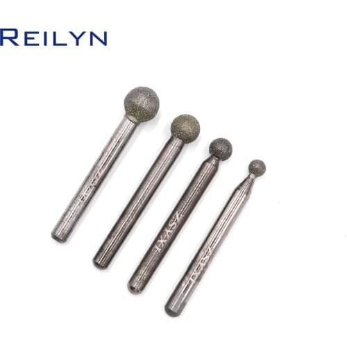 Reilyn Round Head 6mm Shank Ball Point Grinding Head Emery Diamond Grinding Bits 120# Jade Stone Polishing Bits 1Pc